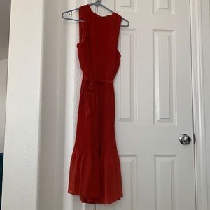 Rouche MIDI Brick red dress